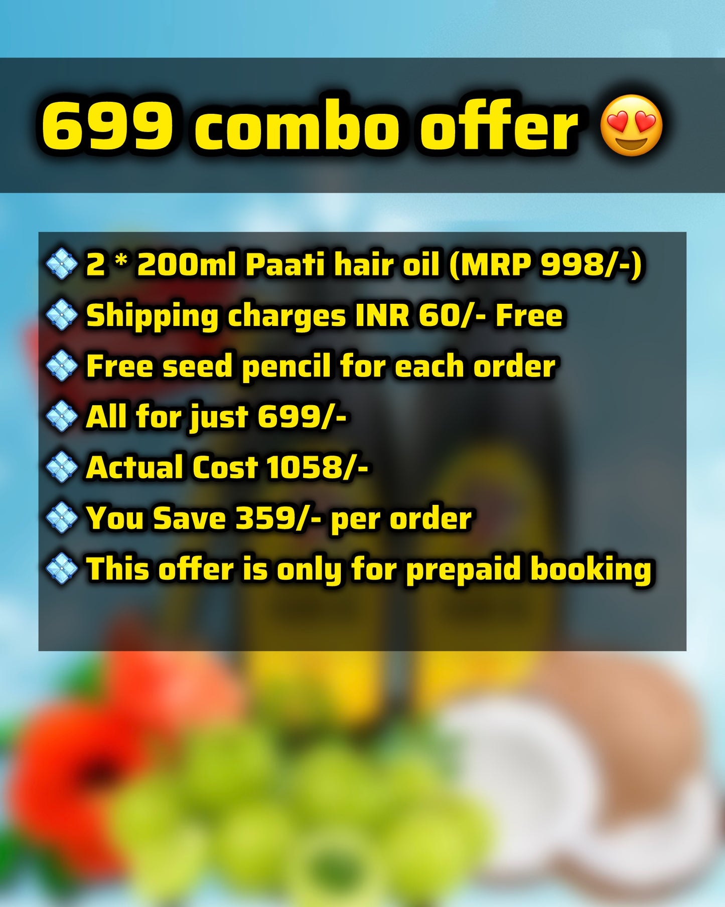 699/- COMBO OFFER - Get 200ml + 200ml + Seed pencil